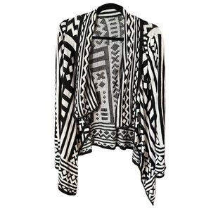Black and White Geometric print open front cardigan